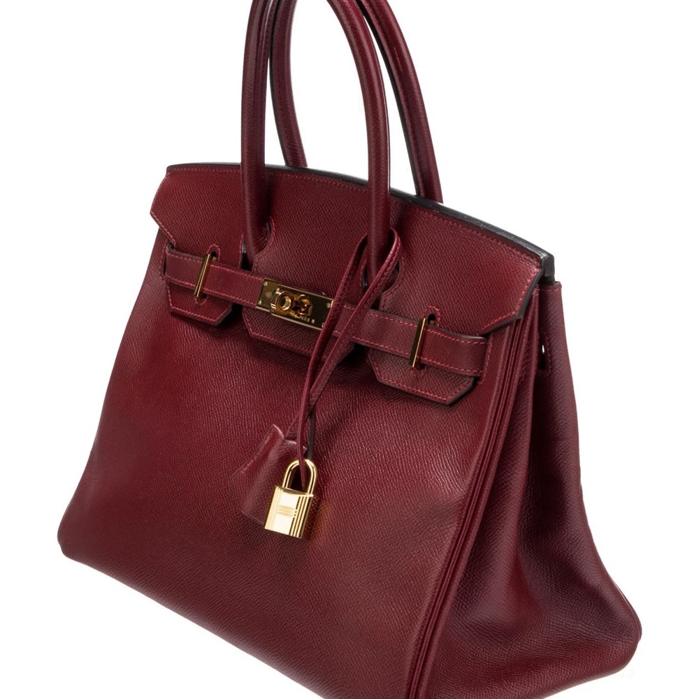 Authentic HERMES Birkin 35 courchevel leather Rouge burgundy - Picture 2 of 14